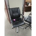 Black Leather Rolling Task Chair w Arms